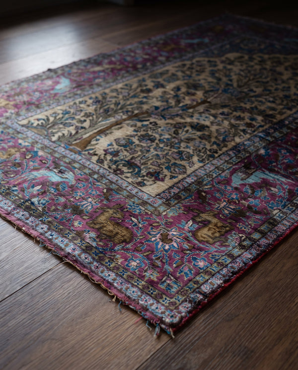 Antique Silk Kashan Prayer Rug (Late 19th Century)