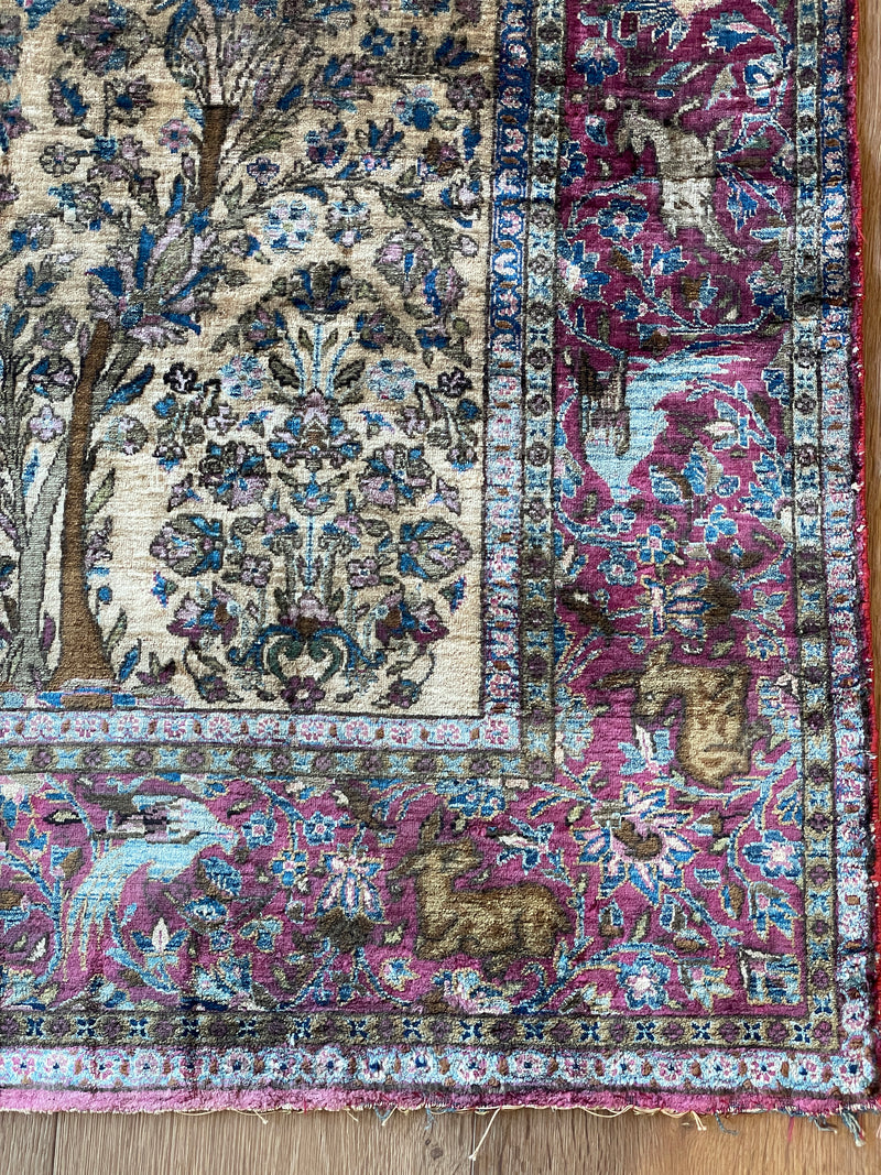 Antique Silk Kashan Prayer Rug (Late 19th Century)