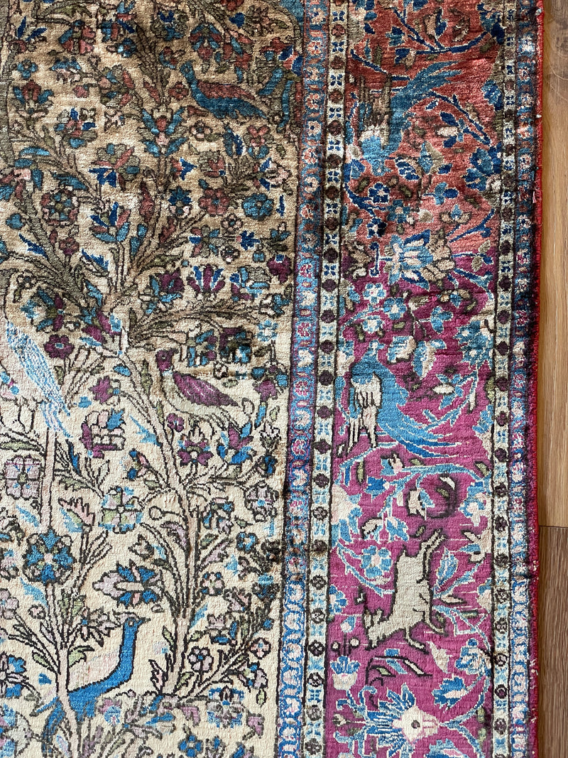 Antique Silk Kashan Prayer Rug (Late 19th Century)