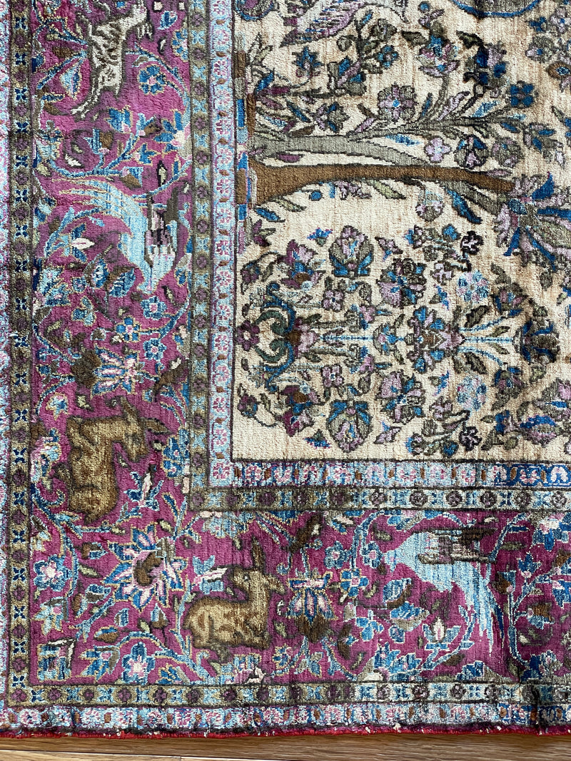 Antique Silk Kashan Prayer Rug (Late 19th Century)