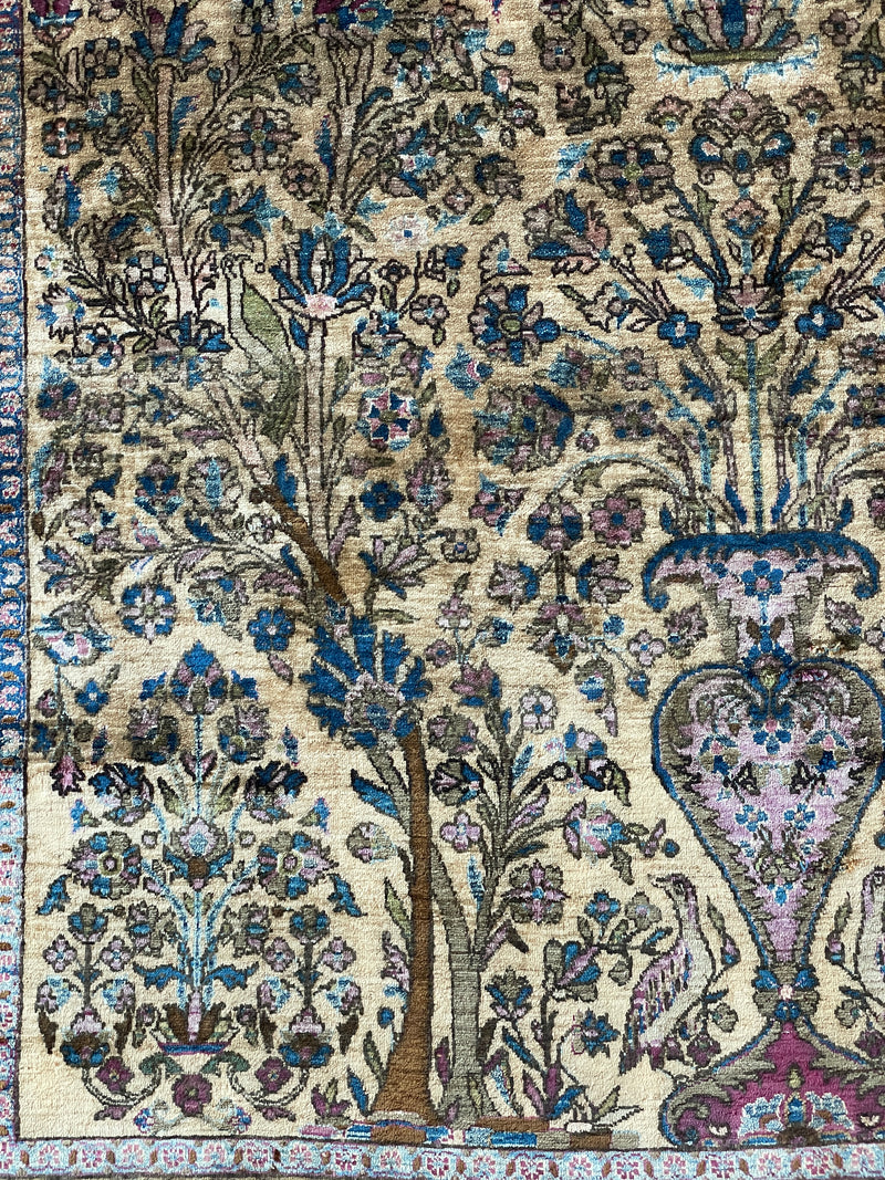 Antique Silk Kashan Prayer Rug (Late 19th Century)