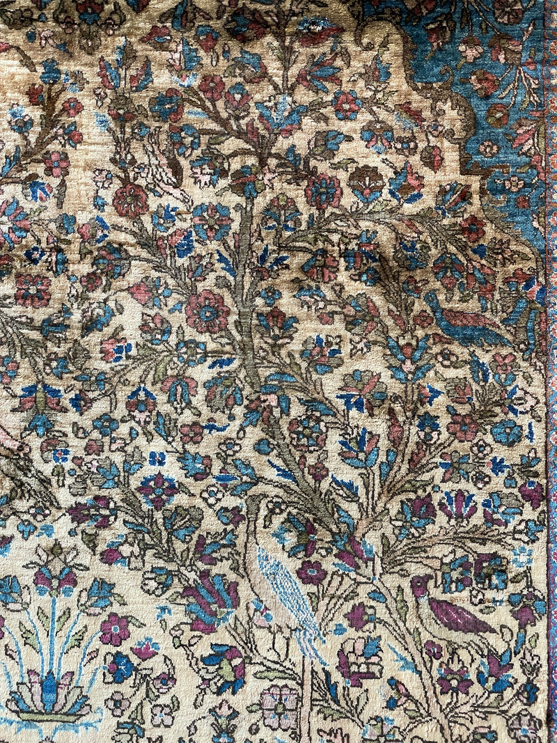 Antique Silk Kashan Prayer Rug (Late 19th Century)