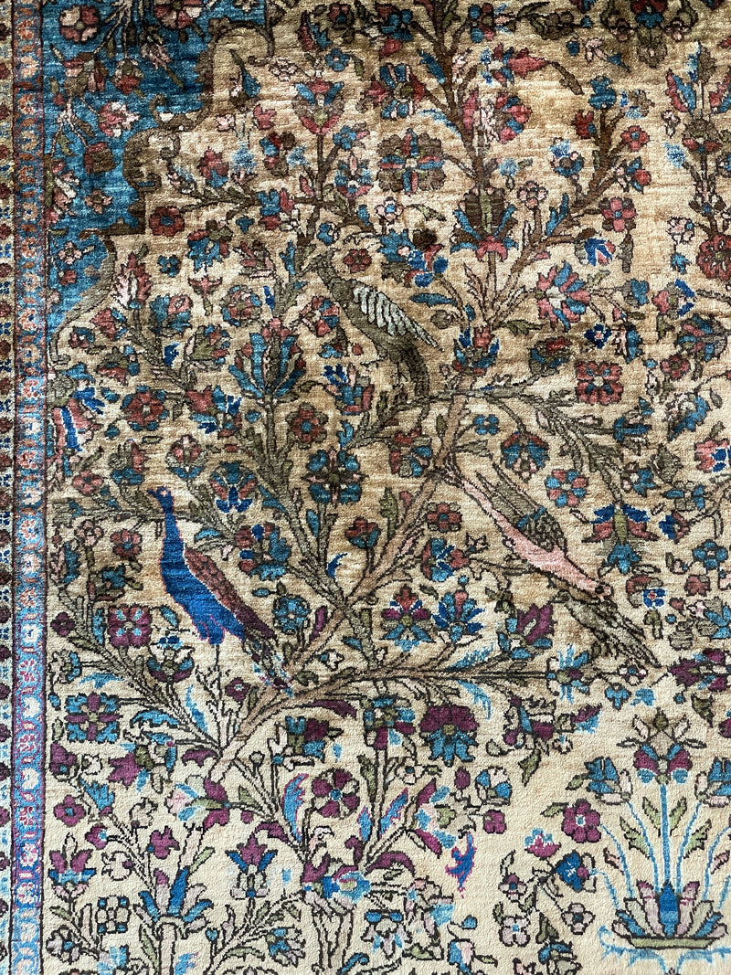 Antique Silk Kashan Prayer Rug (Late 19th Century)