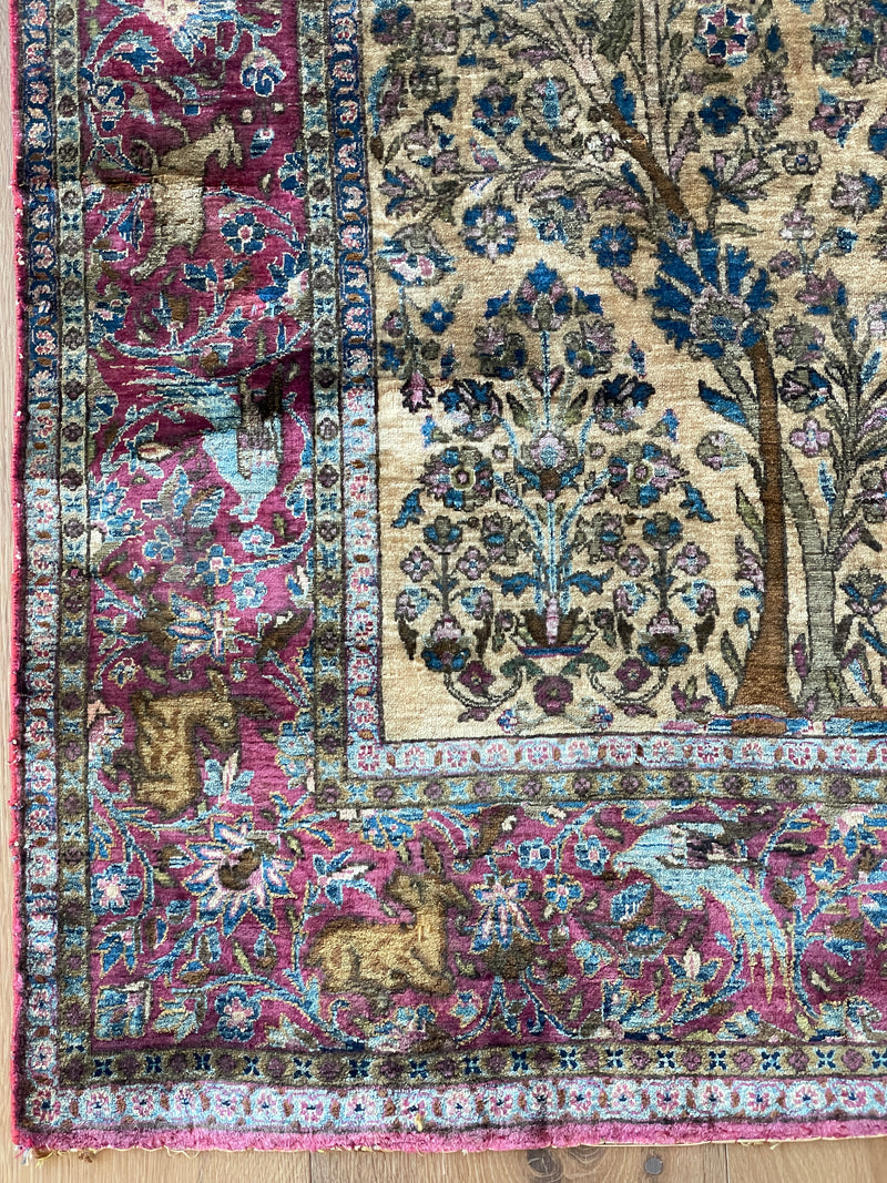 Antique Silk Kashan Prayer Rug (Late 19th Century)