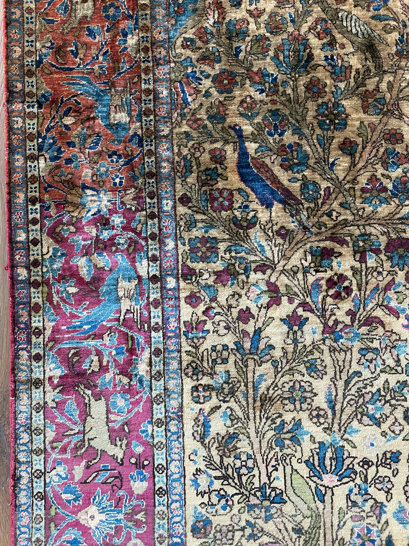 Antique Silk Kashan Prayer Rug (Late 19th Century)