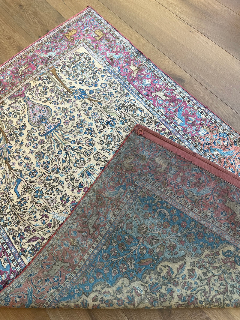 Antique Silk Kashan Prayer Rug (Late 19th Century)