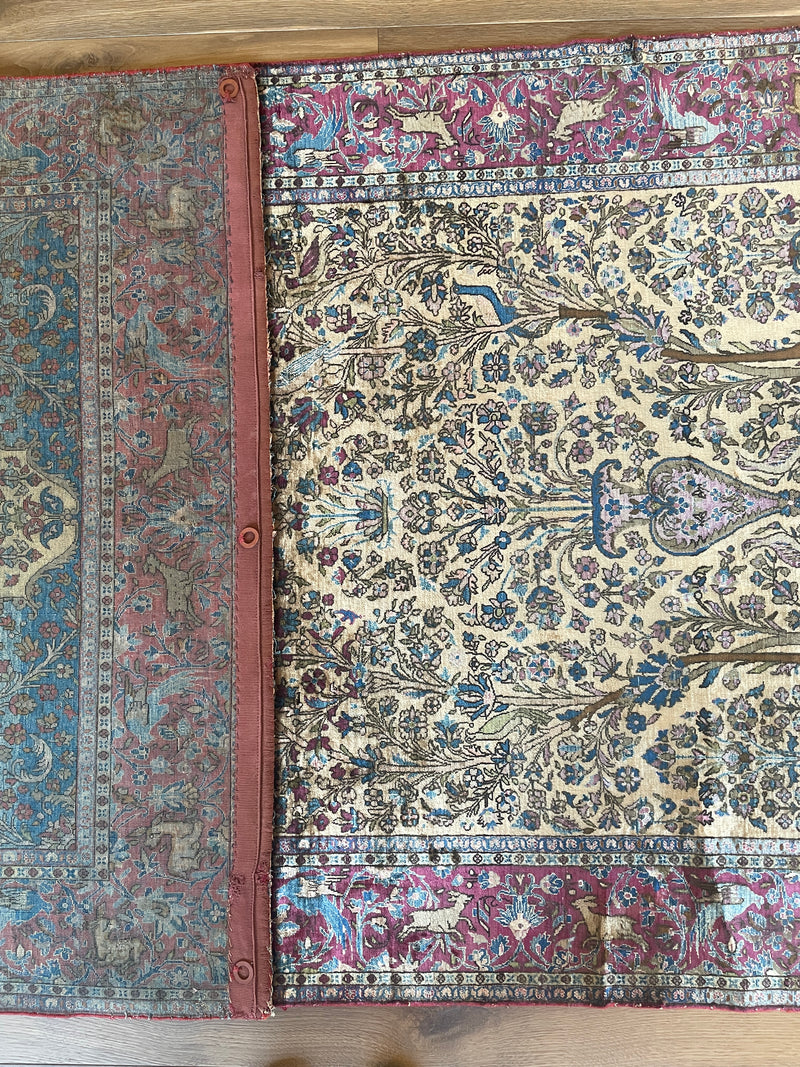 Antique Silk Kashan Prayer Rug (Late 19th Century)