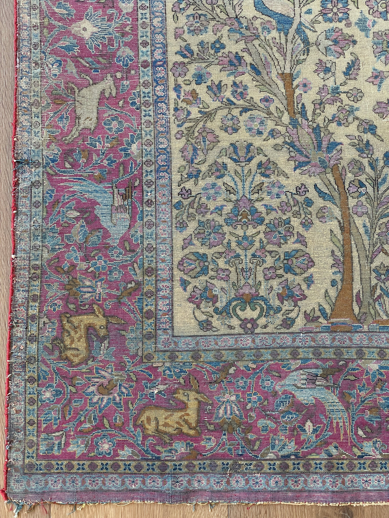Antique Silk Kashan Prayer Rug (Late 19th Century)