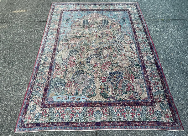 Antique Raver Kerman Tree of Life Persian Rug – Signed Arjomand Kermani