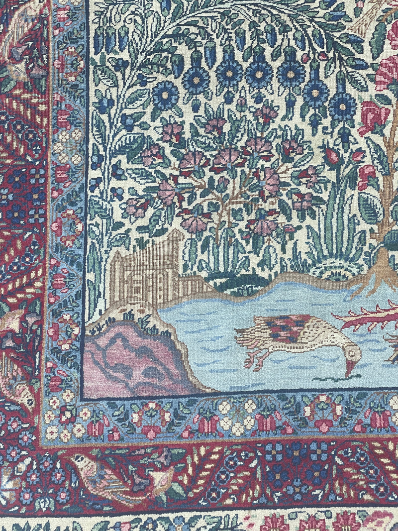 Antique Raver Kerman Tree of Life Persian Rug – Signed Arjomand Kermani