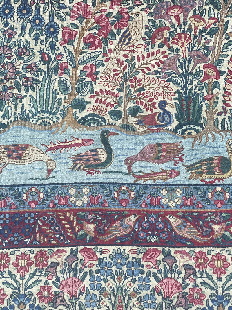 Antique Raver Kerman Tree of Life Persian Rug – Signed Arjomand Kermani