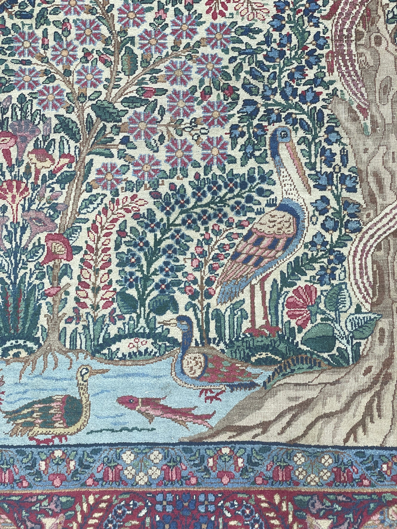Antique Raver Kerman Tree of Life Persian Rug – Signed Arjomand Kermani