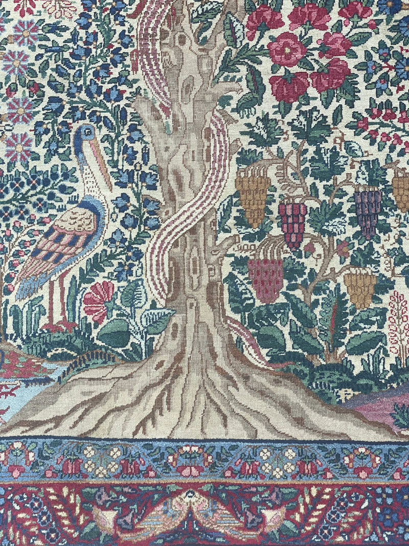 Antique Raver Kerman Tree of Life Persian Rug – Signed Arjomand Kermani