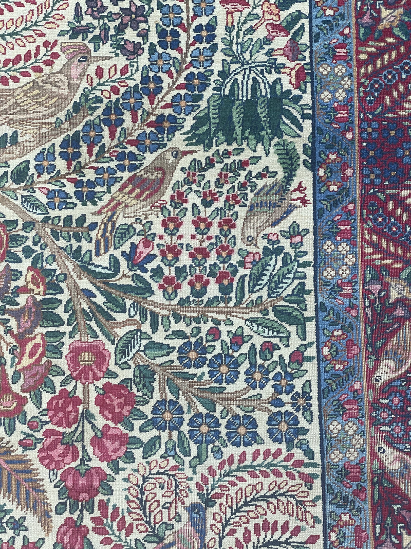 Antique Raver Kerman Tree of Life Persian Rug – Signed Arjomand Kermani
