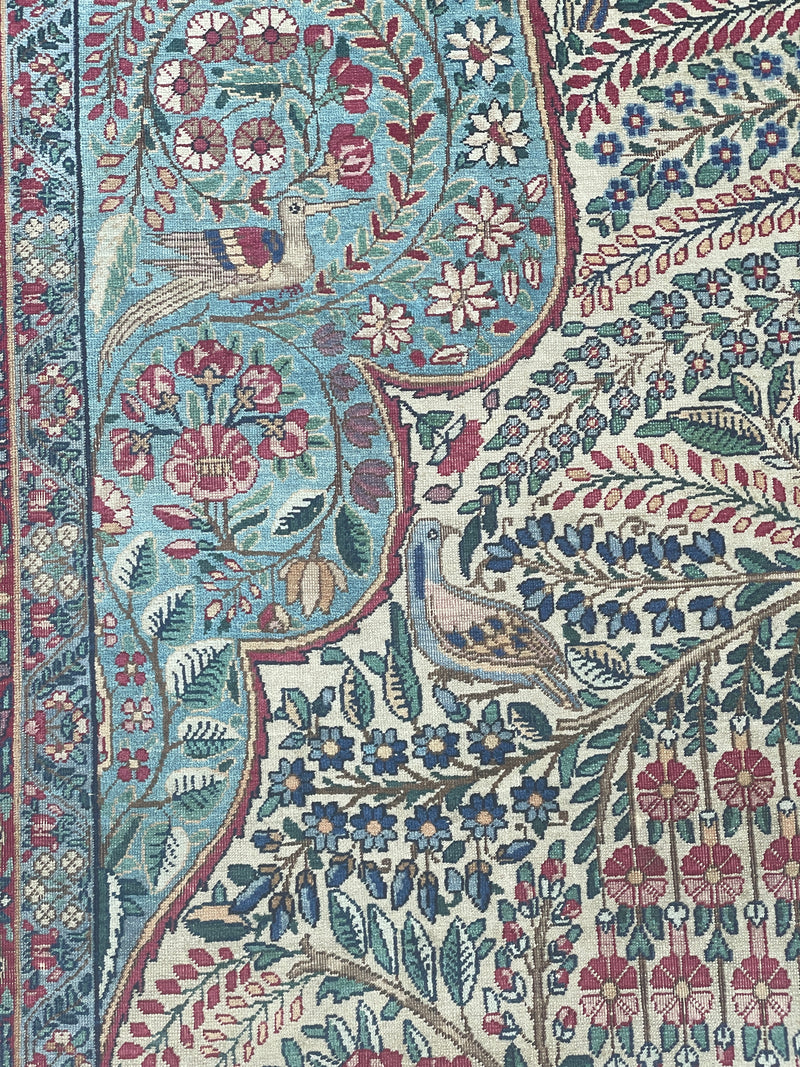 Antique Raver Kerman Tree of Life Persian Rug – Signed Arjomand Kermani