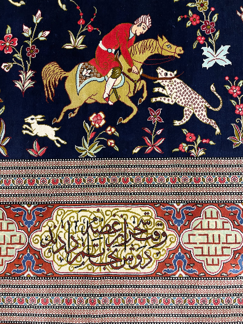 ELEGANT SILK HUNTING SCENE BY JAVADZADEH