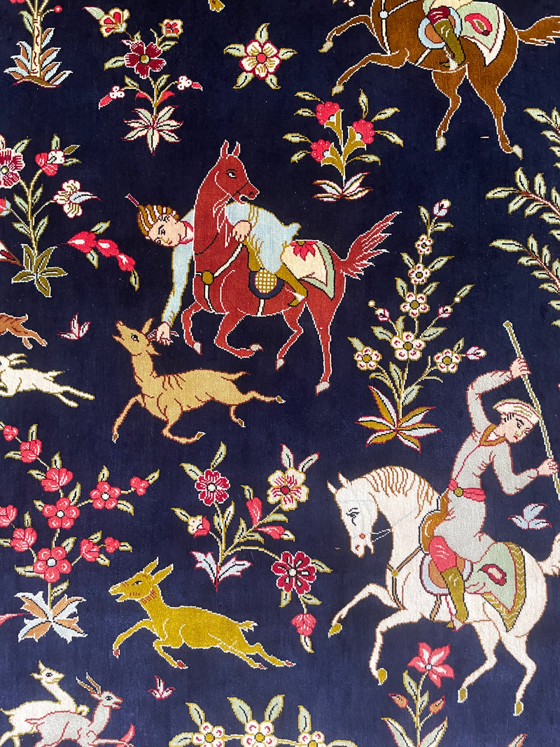 ELEGANT SILK HUNTING SCENE BY JAVADZADEH