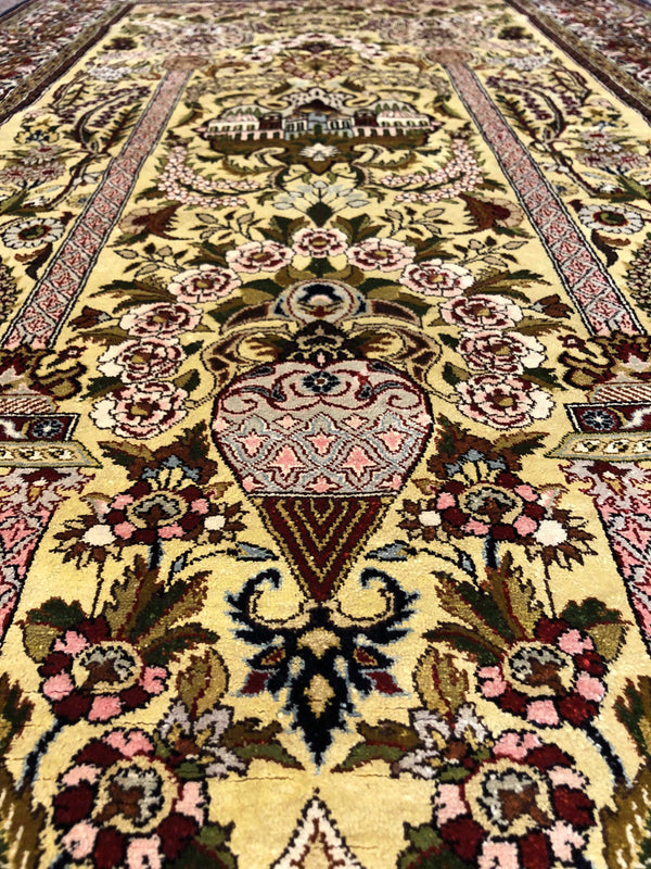 VINTAGE EGYPTIAN SILK RUG-MEHRAB DESIGN