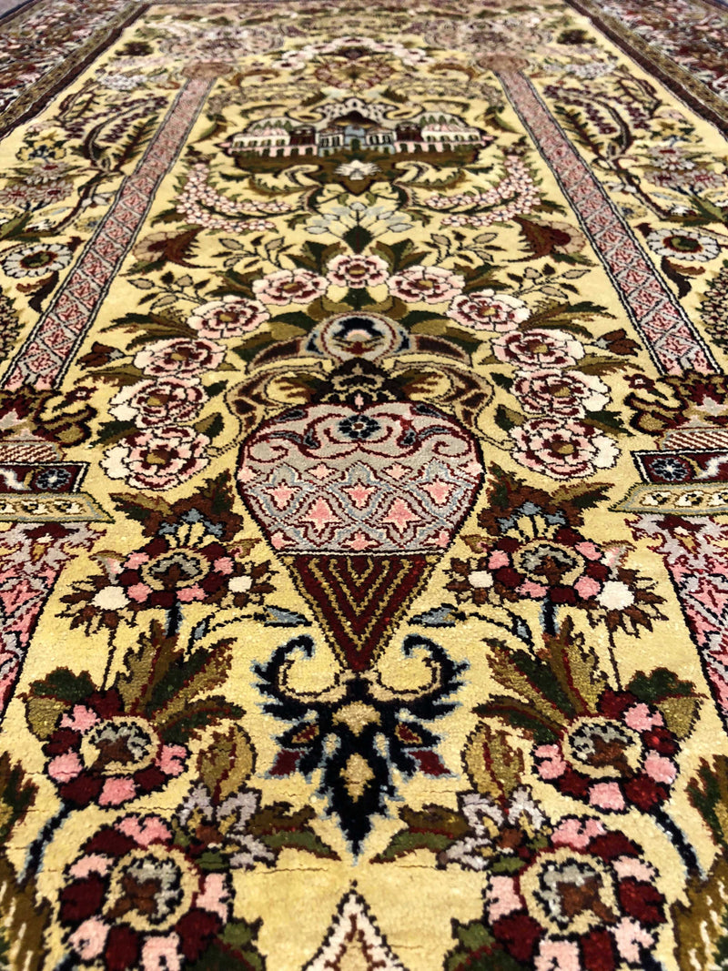 VINTAGE EGYPTIAN SILK RUG-MEHRAB DESIGN