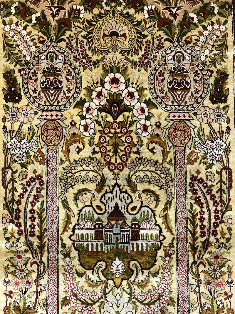 VINTAGE EGYPTIAN SILK RUG-MEHRAB DESIGN
