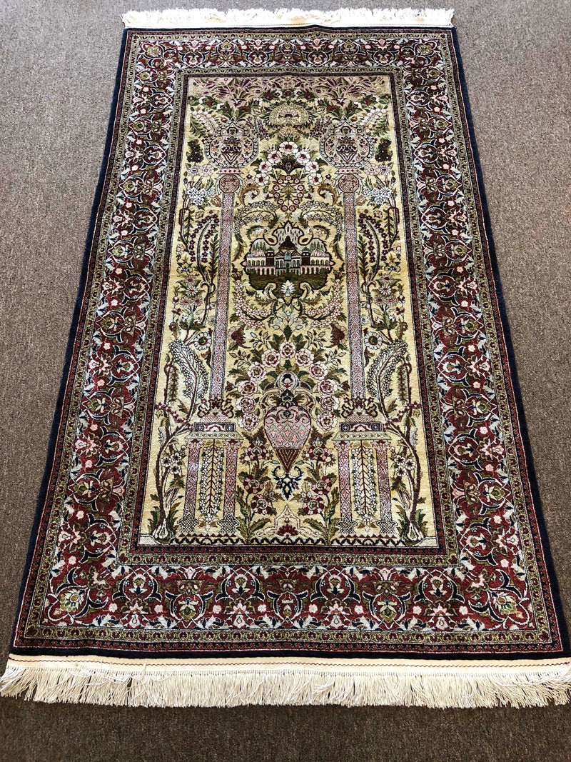 VINTAGE EGYPTIAN SILK RUG-MEHRAB DESIGN