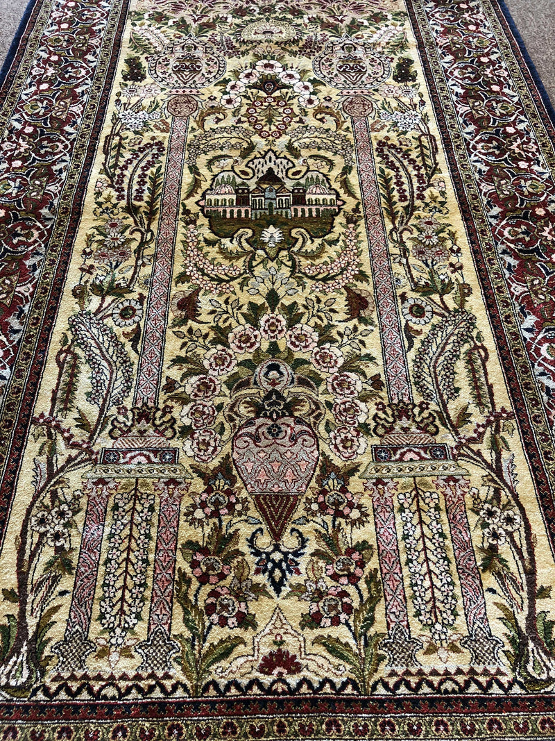 VINTAGE EGYPTIAN SILK RUG-MEHRAB DESIGN