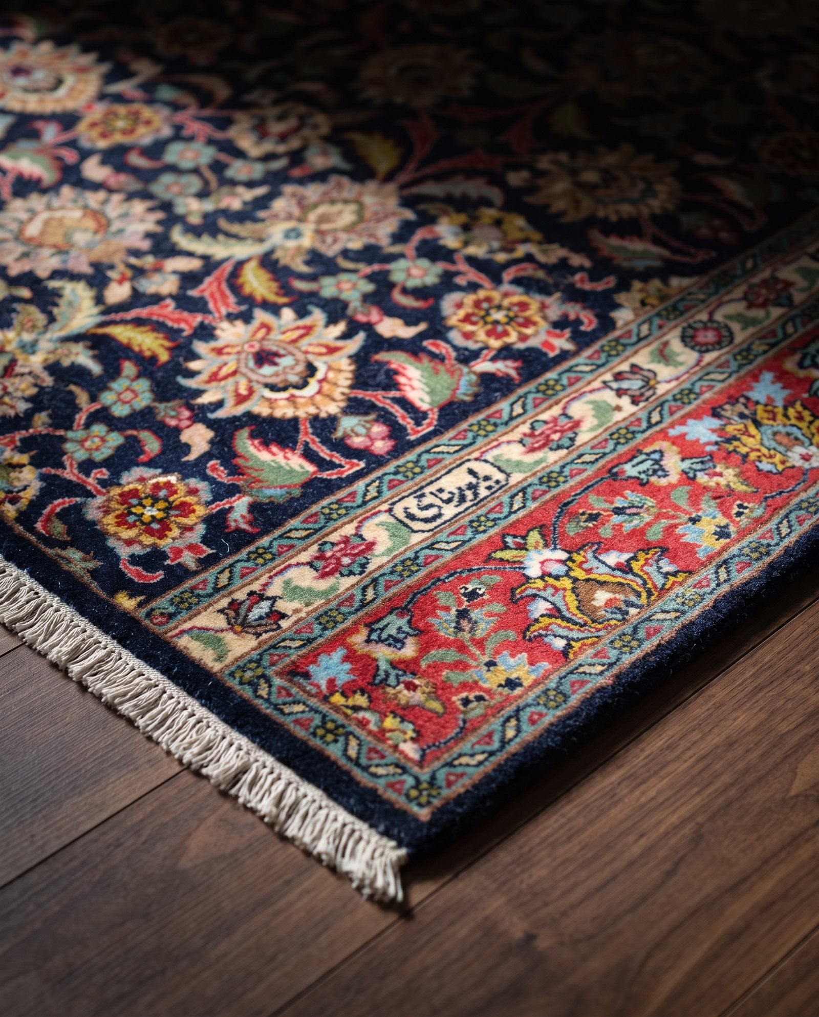 Fine Antique Tabriz from the Ballantyne Collection, corner