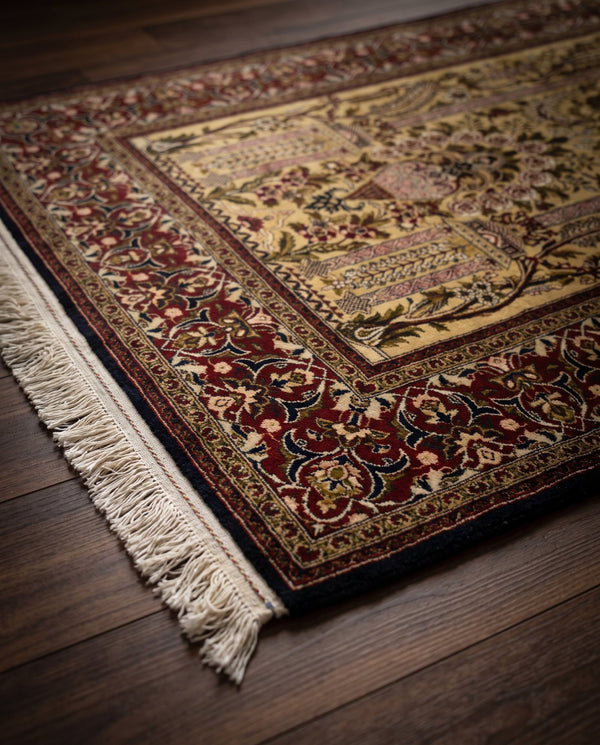 VINTAGE EGYPTIAN SILK RUG-MEHRAB DESIGN