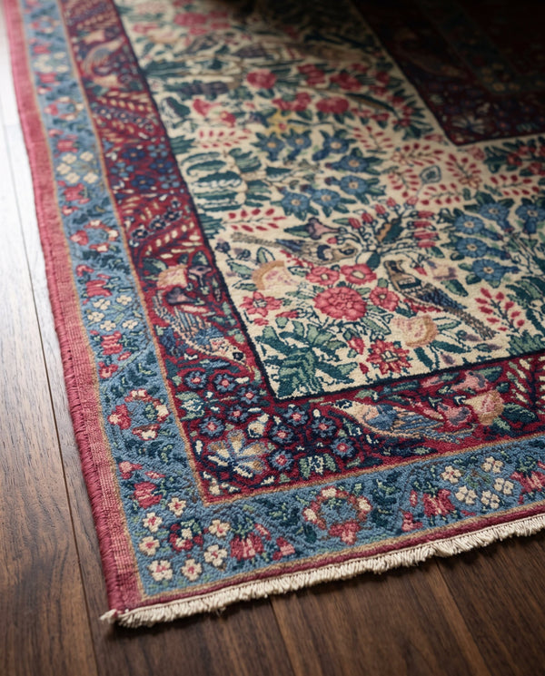Antique Raver Kerman Tree of Life Persian Rug – Signed Arjomand Kermani