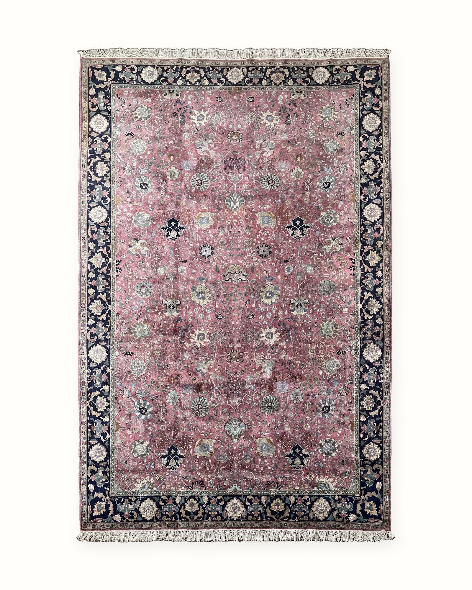 Antique North Indian Agra Carpet, circa 1900 – Safavid Animal-and-Floral Lattice, 11'9" x 18'2", whole rug
