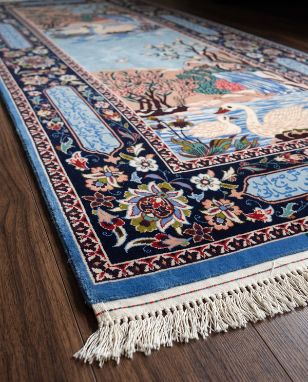 Four Seasons Isfahan Runner — Hand-Knotted Persian Masterpiece by Master Damsaz