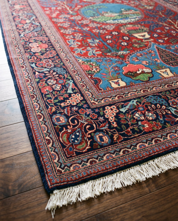 Pair of Antique Kork Kashan Garden Prayer Rugs, circa 1925–1935